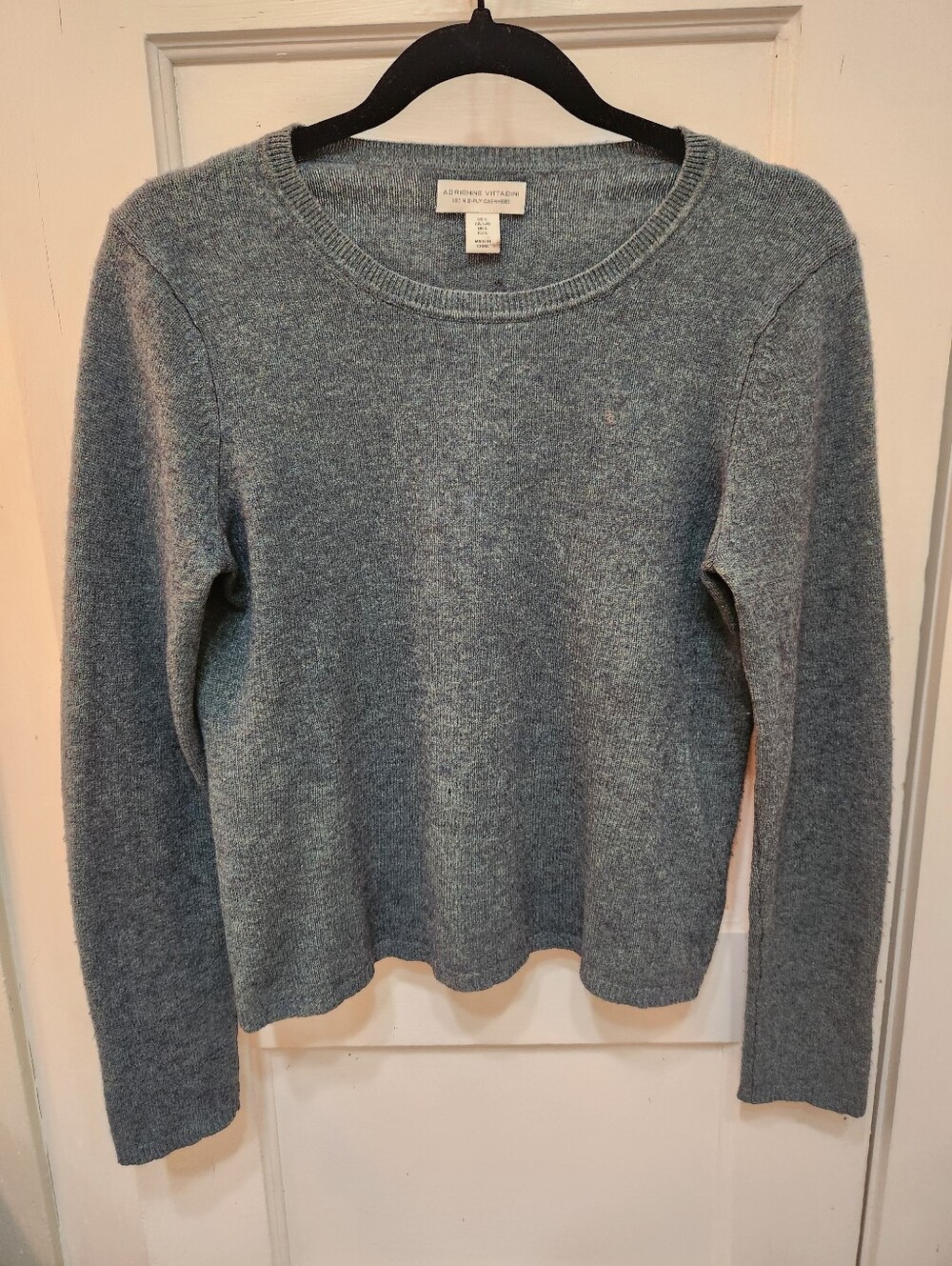 Adrienne Vittadini Sweater, 100% Cashmere, Gray Green, Sz Large, EUC, 2-Ply